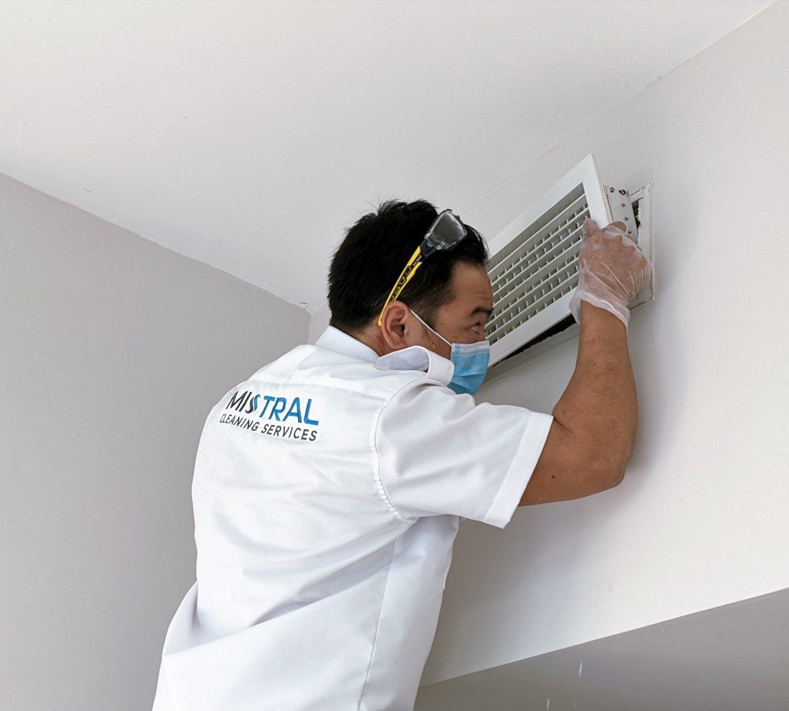Mistral Cleaning technician during ac cleaning in dubai