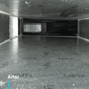 Cleaned and sanitised air conditioning duct after deep ac duct cleaning