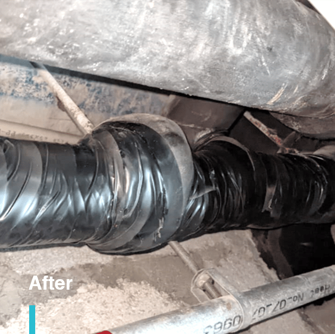 Chiller pipe after insulation was done during AC maintenance work